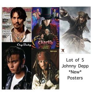 Johnny Depp Posters New Set of 5, Pirates of the Caribbean, Wonka, Crybaby etc*